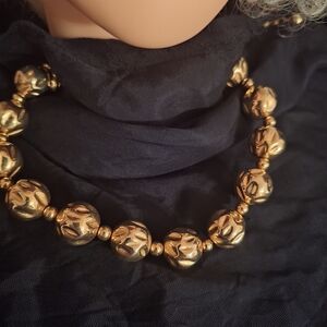 Chunky Gold Ball Choker Necklace ROGET TM EDGY Modernist CUFF VIXON Holidays